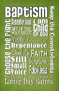 Baptism subway art green 4 x 6
